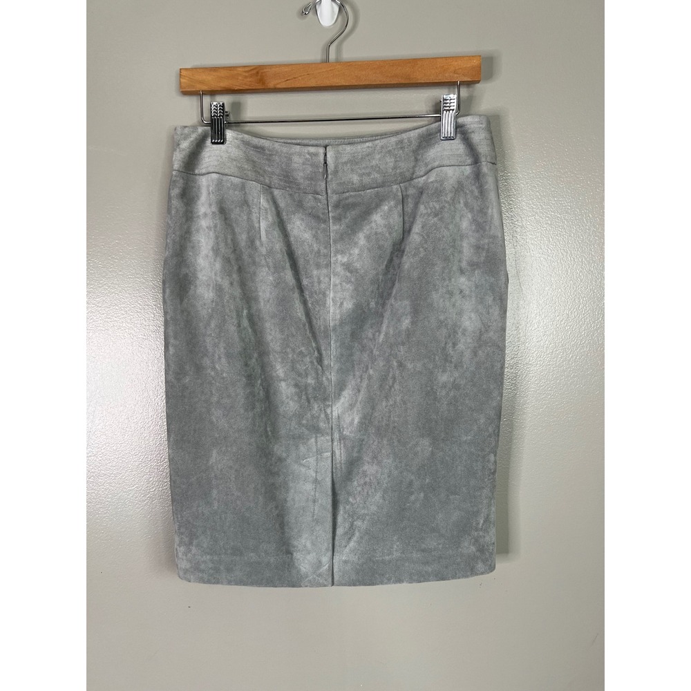 Calvin Klein Grey Faux Suede Pencil Skirt Womens 8 petite office professional - Picture 3 of 10